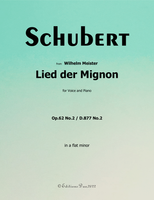 Book cover for Lied der Mignon, by Schubert, in a flat minor