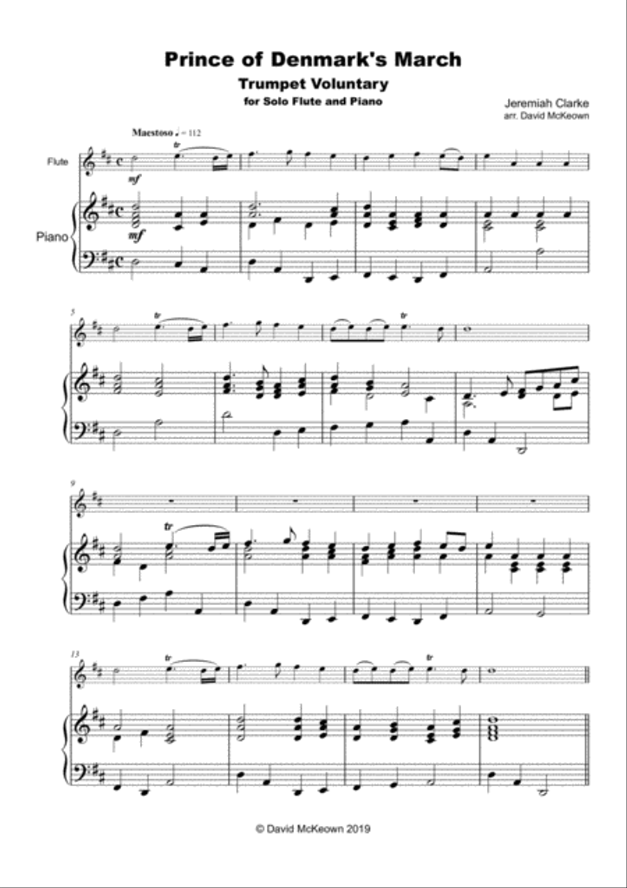 Trumpet Voluntary, (Prince of Denmark's March), for Solo Flute and Piano Flute Solo scores gallery preview page 2