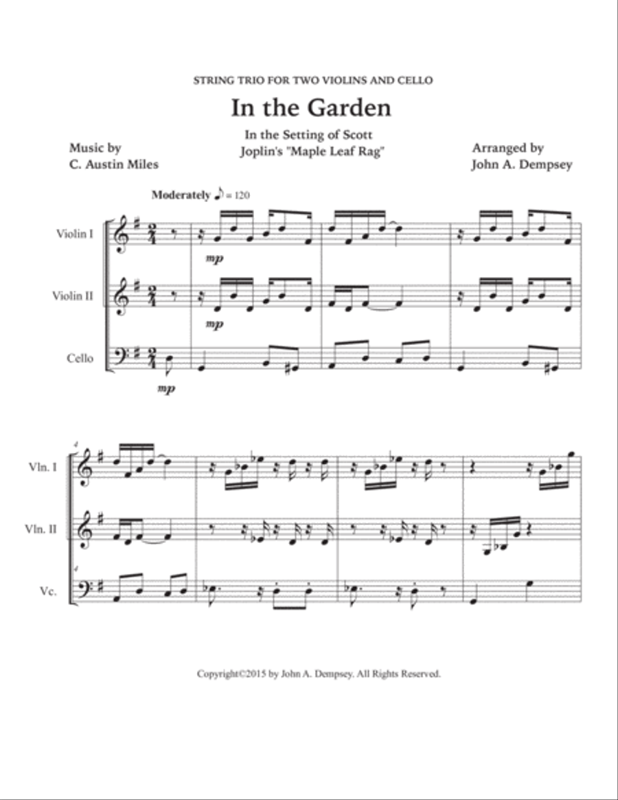 In the Garden / Maple Leaf Rag (String Trio for Two Violins and Cello) String Trio scores gallery preview page 5