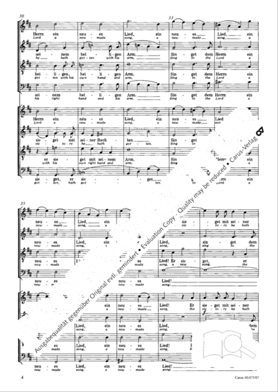 Psalm 98 (Der 98. Psalm) 4-Part scores gallery preview page 15