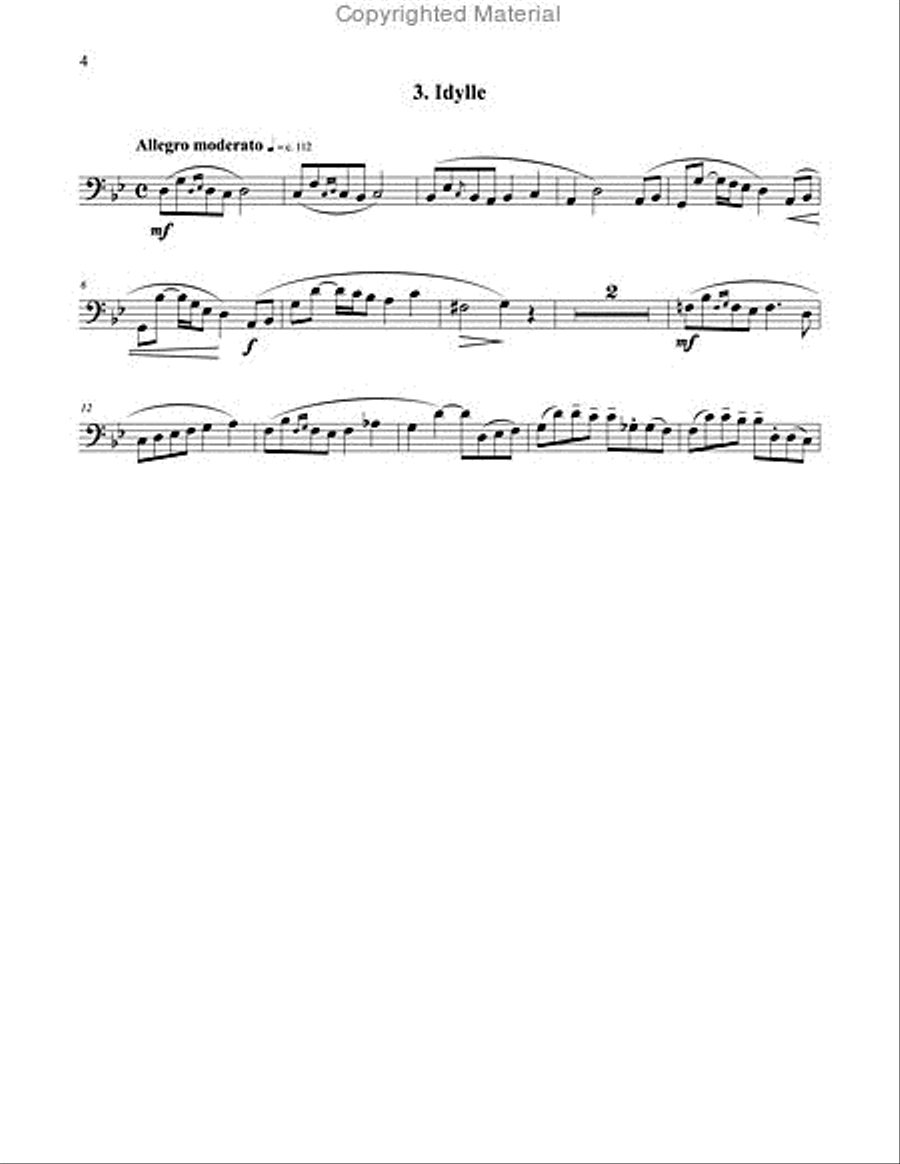 Six Romances Without Words, Op 76 for Tuba or Bass Trombone and Piano Bass Trombone scores gallery preview page 5