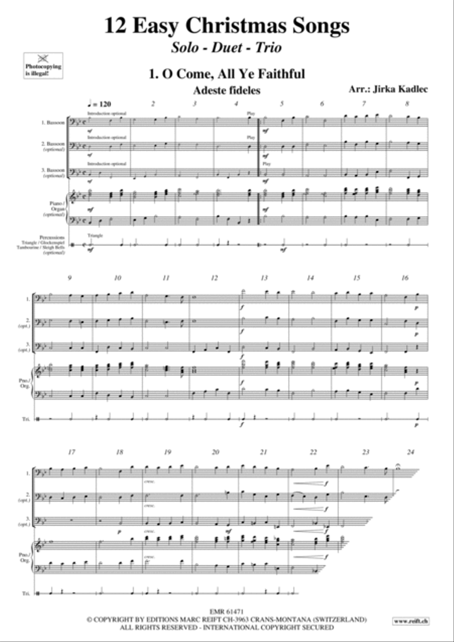 12 Easy Christmas Songs Woodwind Duet scores gallery preview page 3