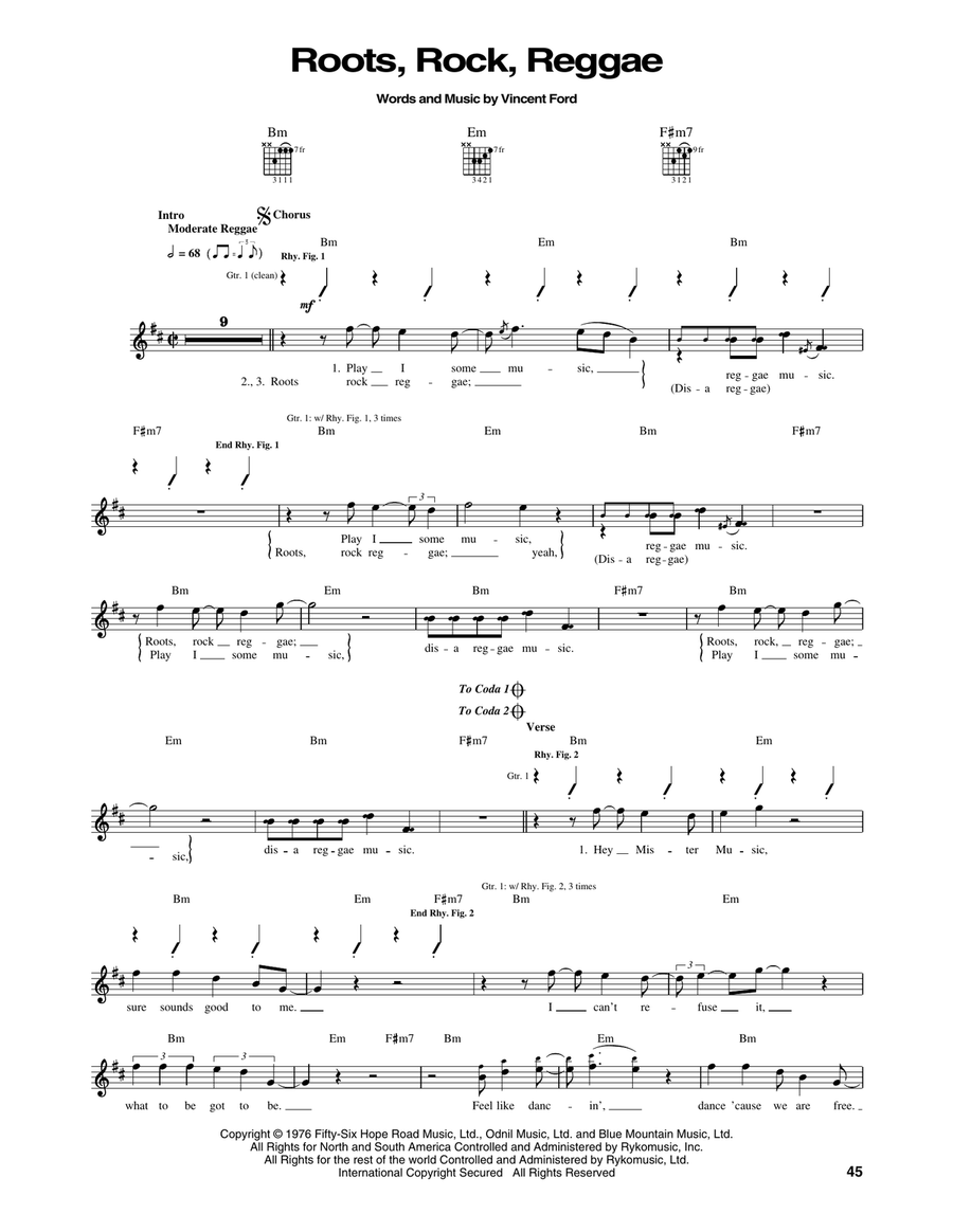 Roots, Rock, Reggae Guitar Tablature scores gallery preview page 1