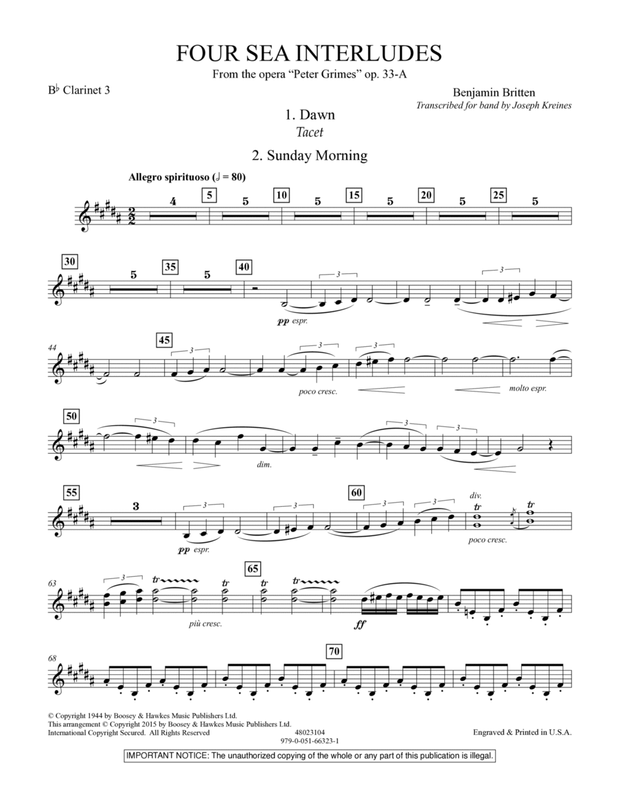 Four Sea Interludes (from the opera "Peter Grimes") - Bb Clarinet 3
