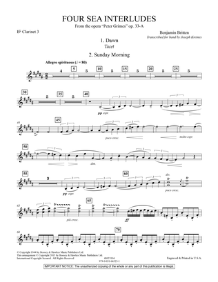 Book cover for Four Sea Interludes (from the opera "Peter Grimes") - Bb Clarinet 3