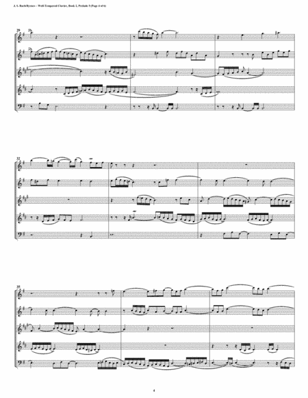 Prelude 05 from Well-Tempered Clavier, Book 2 (Woodwind Quintet) image number null