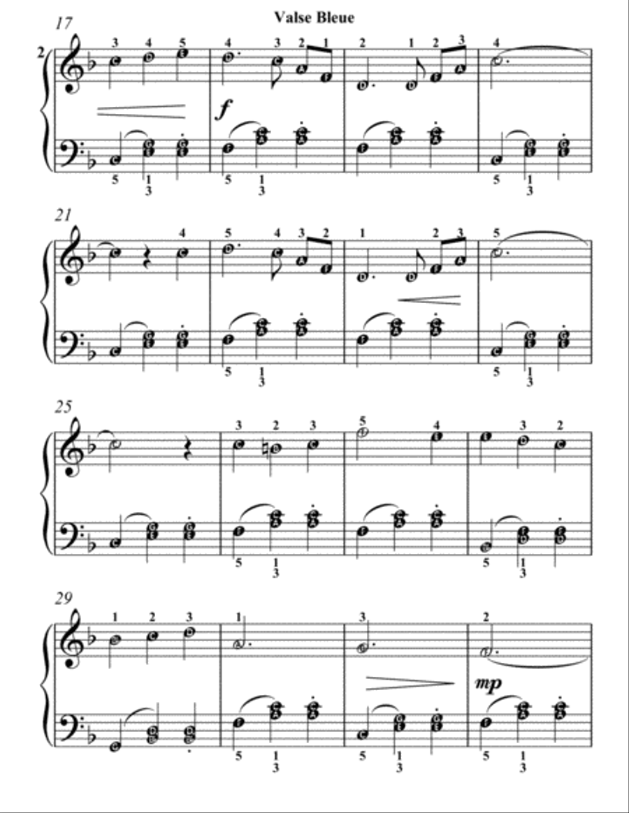 Valse Bleue Easy Piano Sheet Music