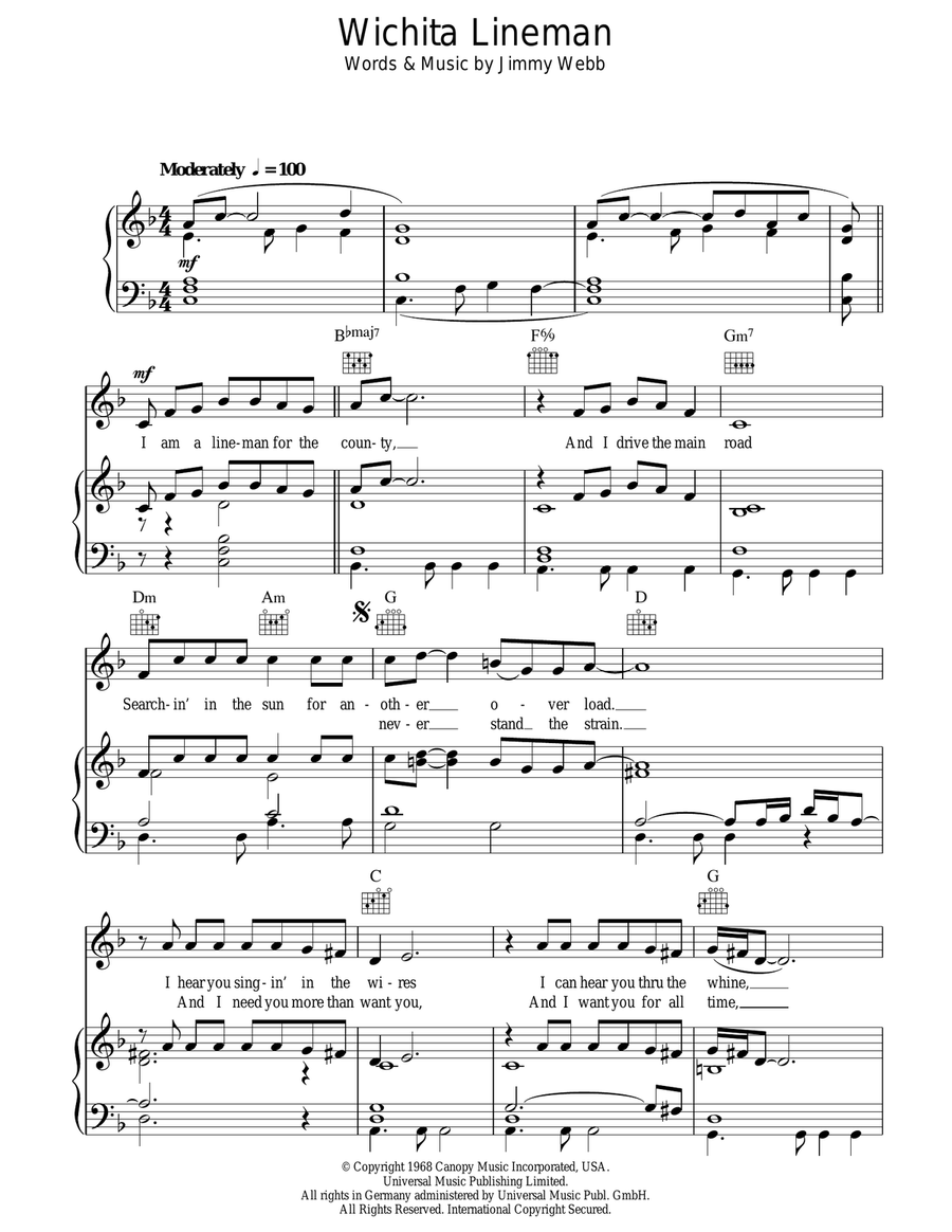 Wichita Lineman Wichita Lineman Guitar scores gallery preview page 1