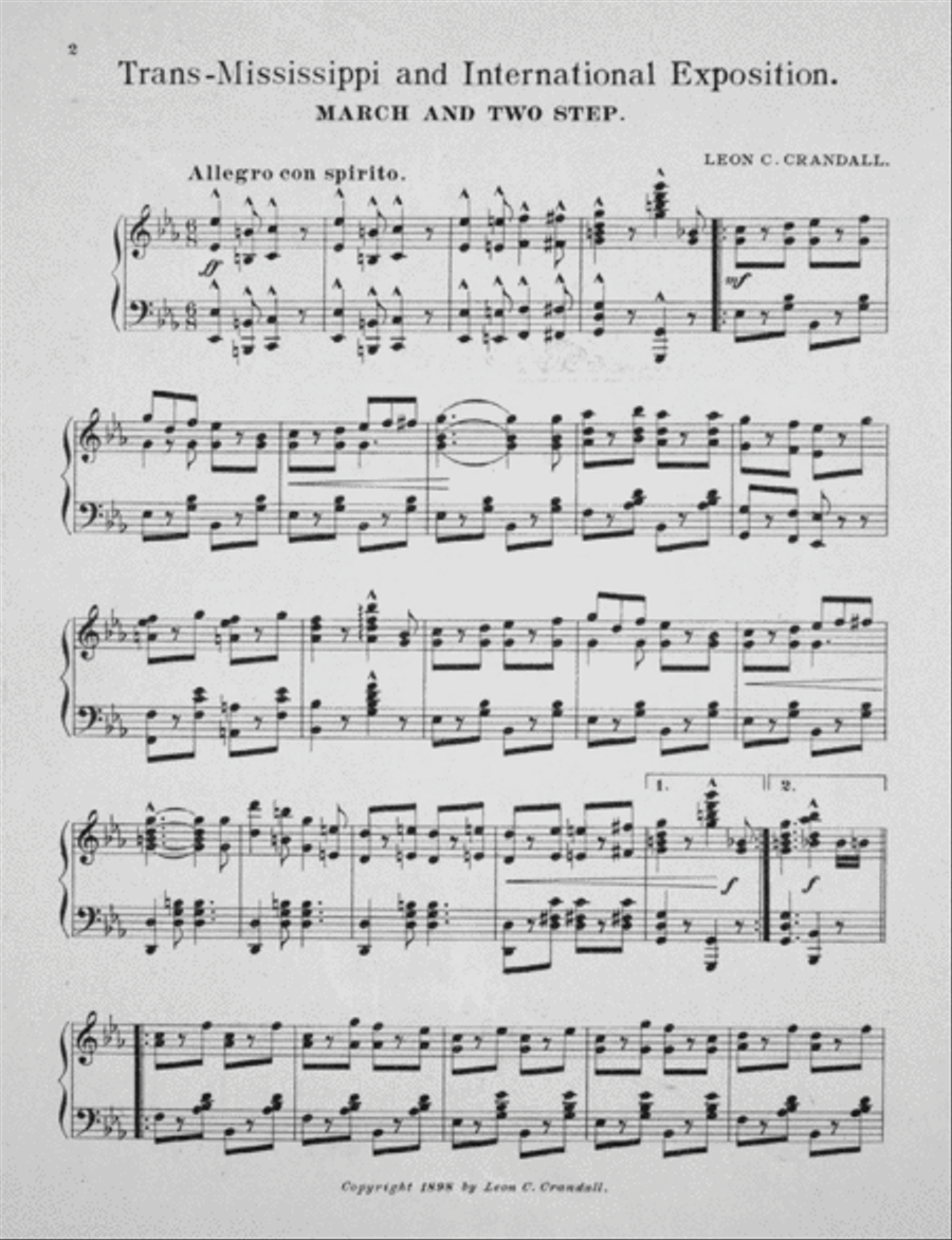 Trans-Mississippi and International Exposition. March and Two-Step Piano Solo scores gallery preview page 2