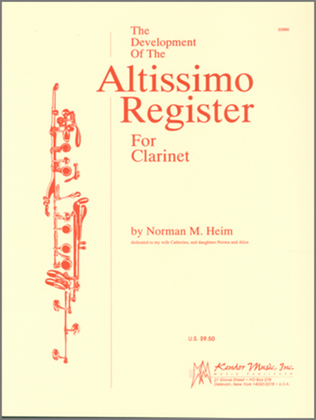 Book cover for Development Of The Altissimo Register For Clarinet, The