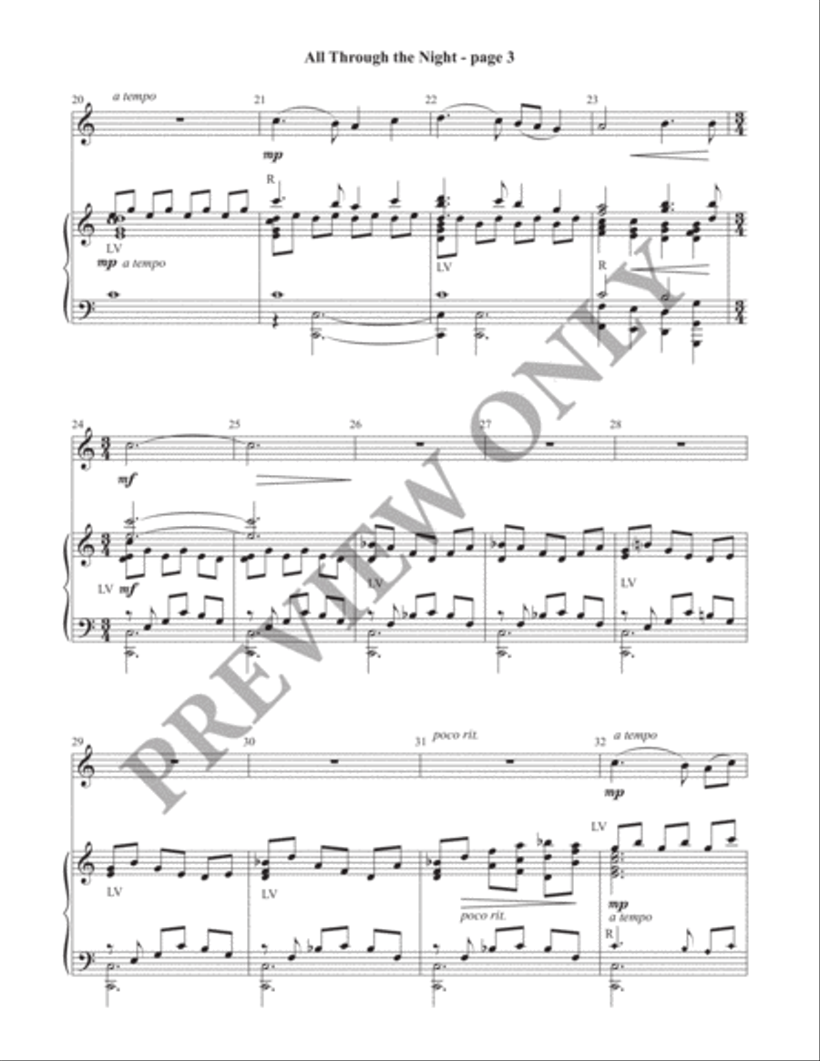 All Through the Night Director's Score (Print) Handbell Choir scores gallery preview page 4