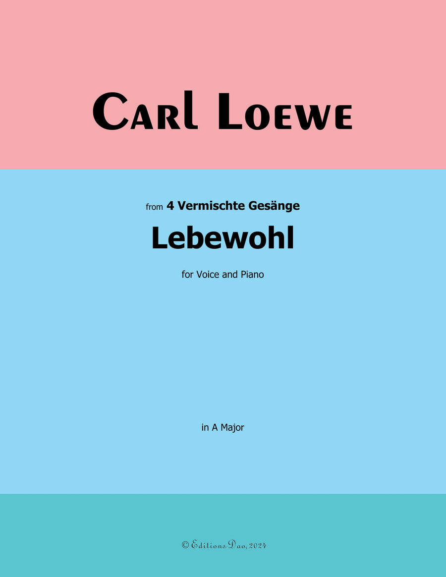 Lebewohl, by Carl Loewe, in A Major Piano, Vocal scores gallery preview page 1
