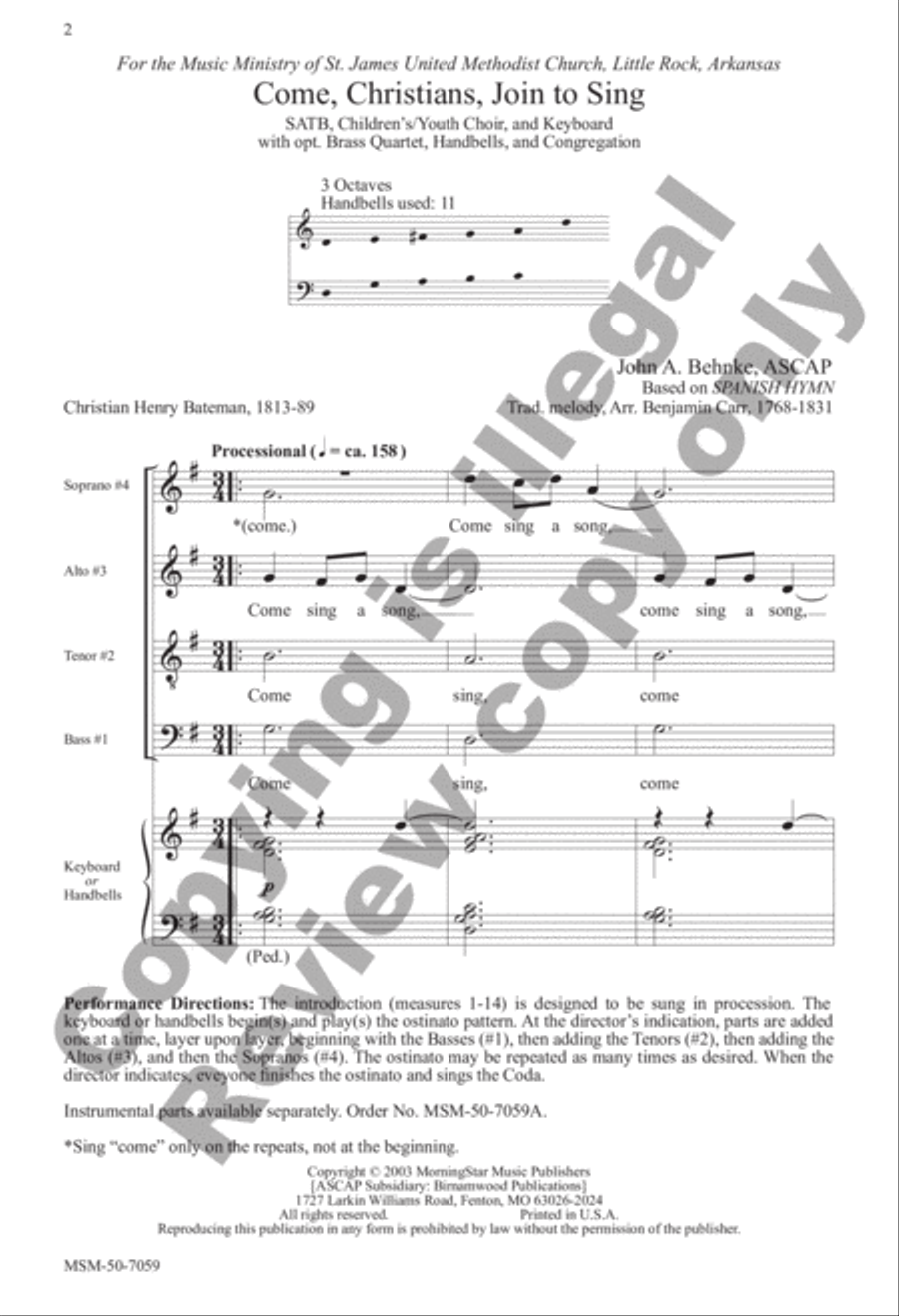 Come, Christians, Join to Sing 4-Part scores gallery preview page 2