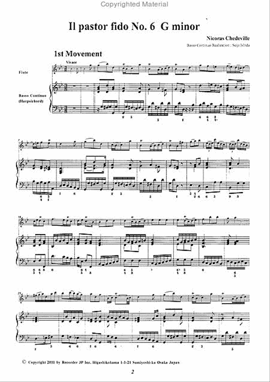 Il pastor fido No. 6 in G minor Flute scores gallery preview page 3