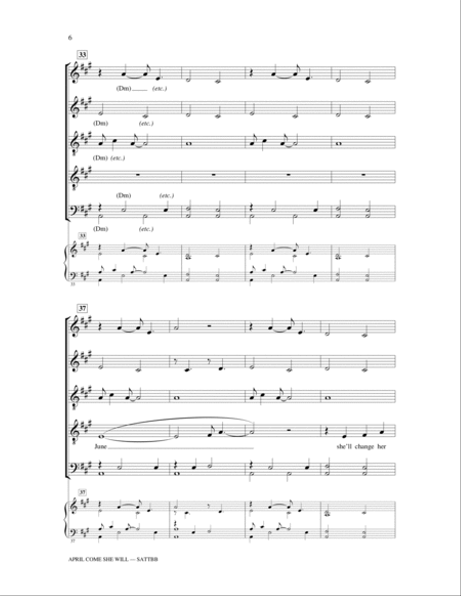 April Come She Will 4-Part scores gallery preview page 5