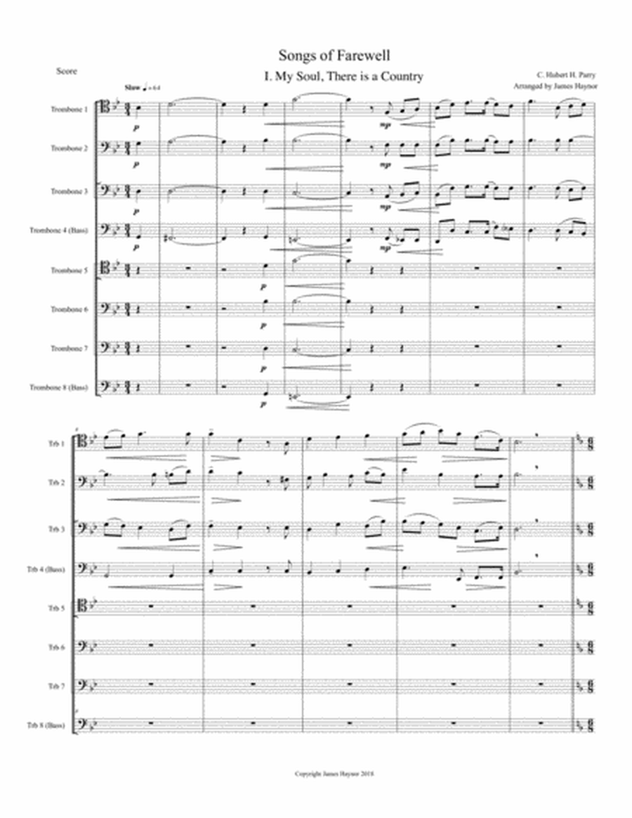 Songs of Farewell for Trombone Choir image number null