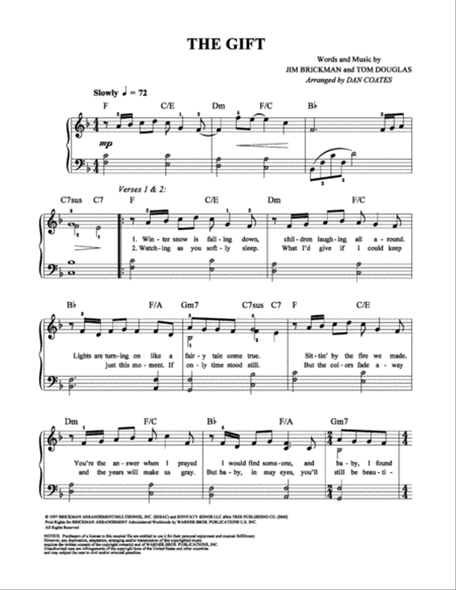 The Gift Easy Piano scores gallery preview page 1