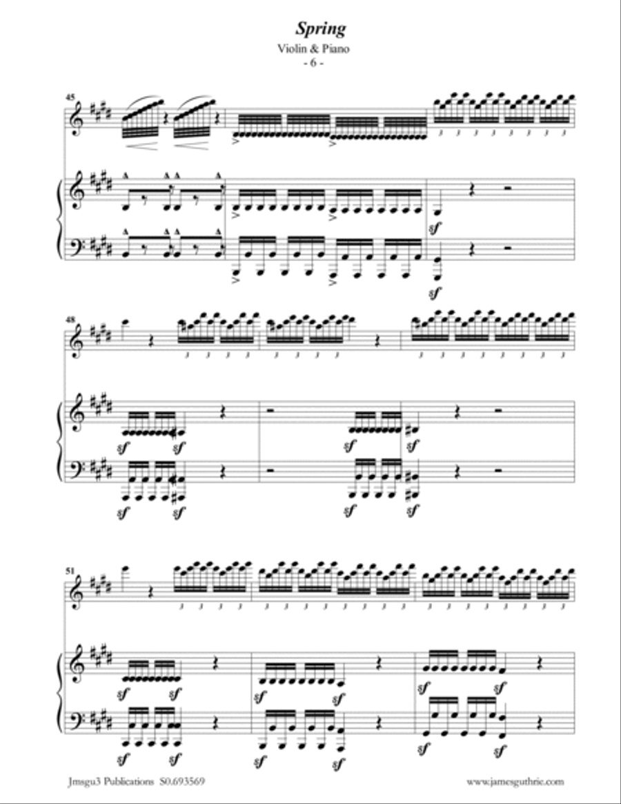 Vivaldi: Spring from the Four Seasons for Violin & Piano Violin Solo scores gallery preview page 6