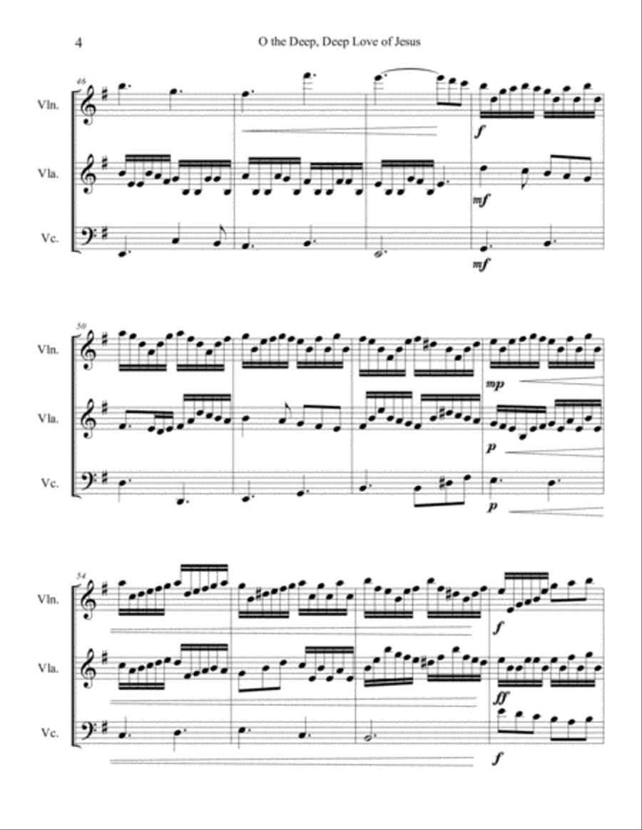 Two Sacred Trios (Oh, the Deep Deep Love of Jesus/It Is Well With My Soul) String Trio scores gallery preview page 5