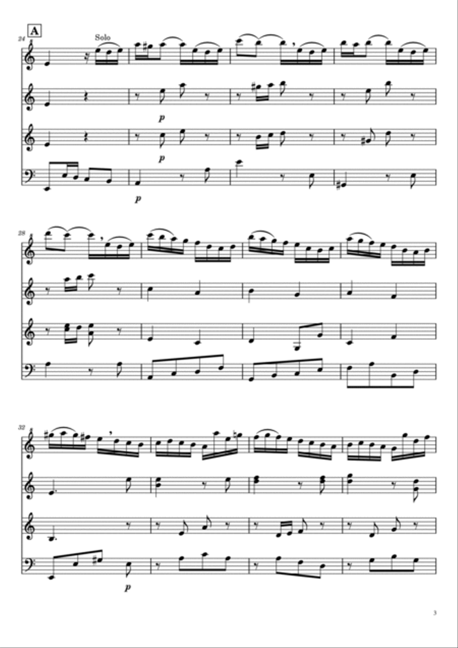 Bach - Violin Concerto in A minor - BWV 1041 - String Quartet - For four parts Complete 4-Part scores gallery preview page 3