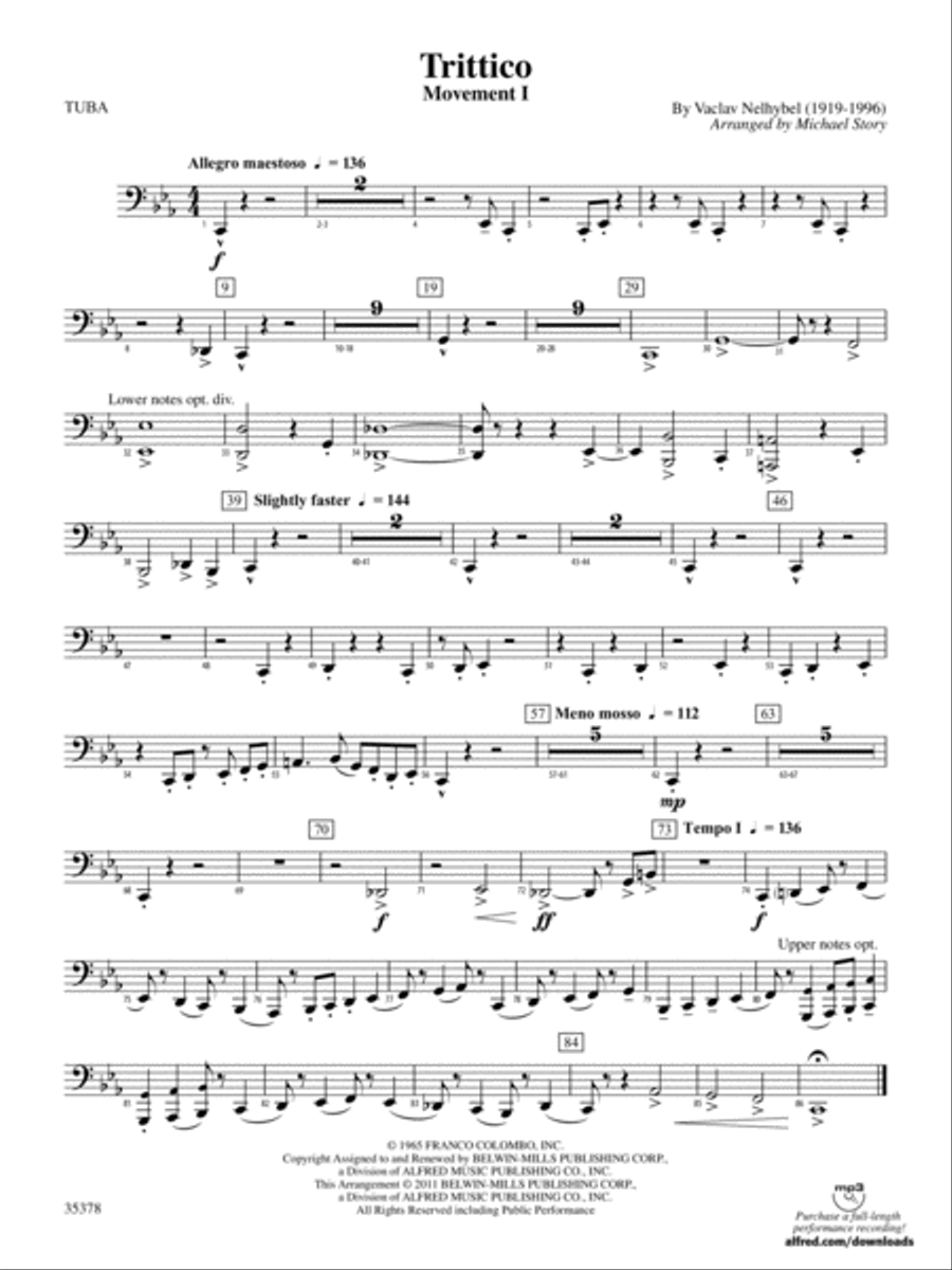 Trittico: Tuba Trittico: Tuba Concert Band scores gallery preview page 1