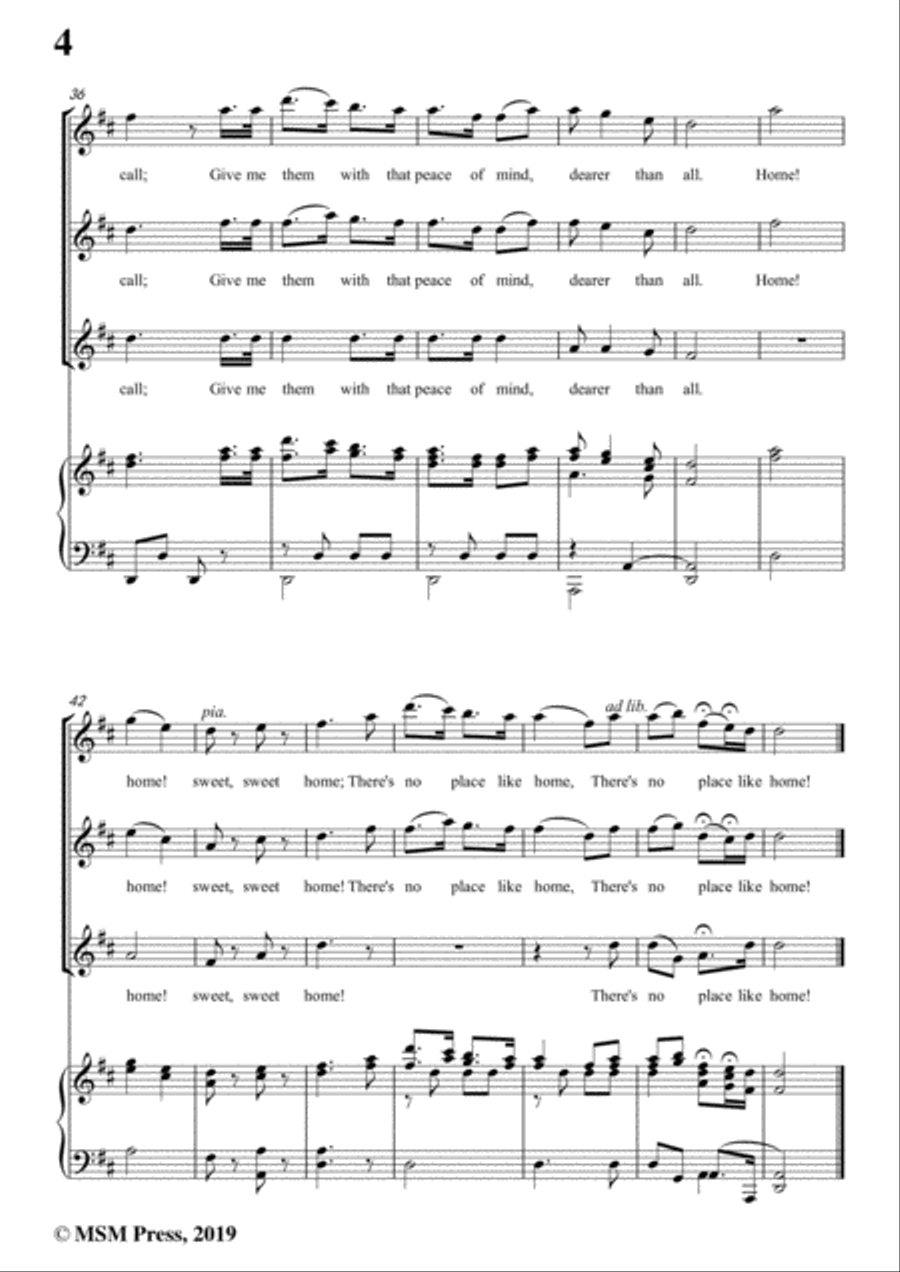 Henry R. Bishop-Home Sweet Home,in D Major,for Voice&Piano Voice scores gallery preview page 6