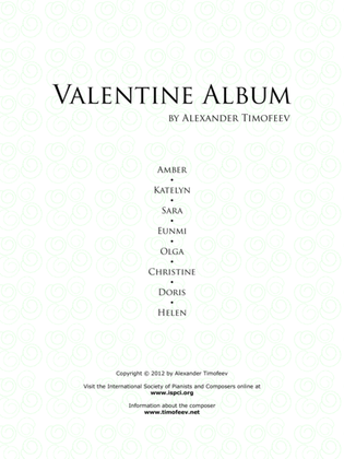 Valentine Album for Piano, Eight Characteristic Pieces (2003-2007)