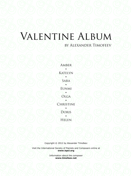 Valentine Album for Piano, Eight Characteristic Pieces (2003-2007) image number null