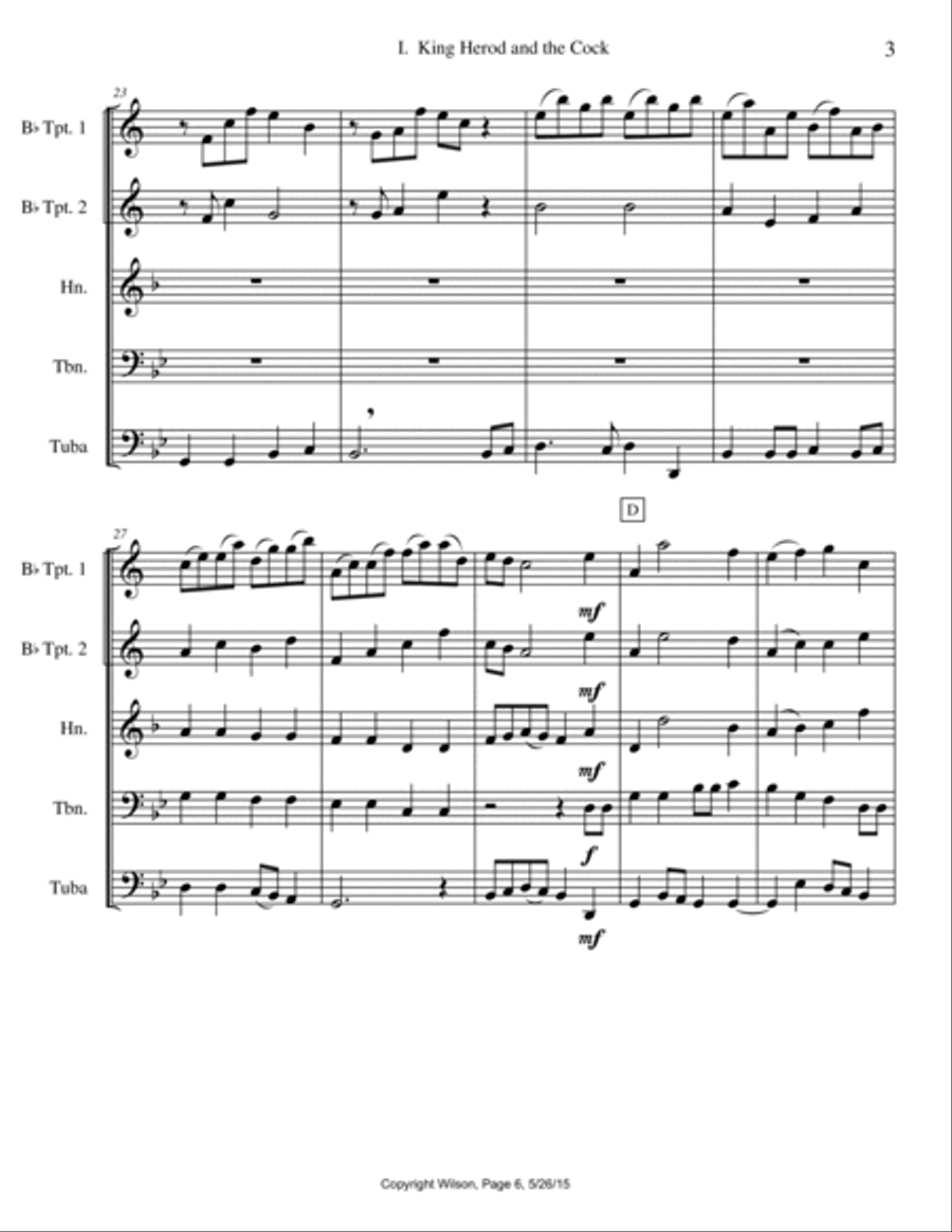 English Folk-Carols, Cecil J. Sharp Collection Brass Quintet scores gallery preview page 6