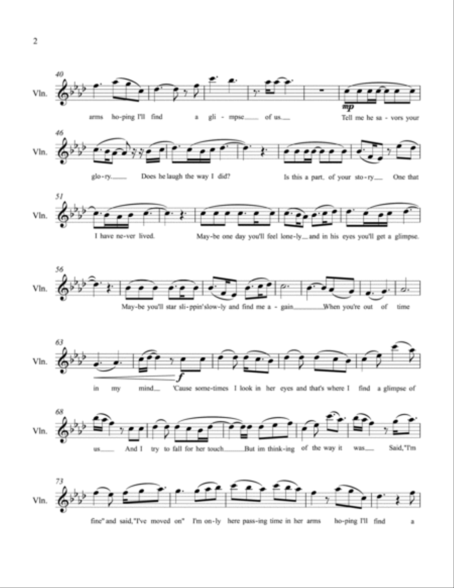 Glimpse Of Us Violin Solo scores gallery preview page 2