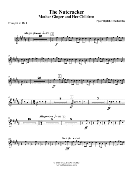 The Nutcracker, Mother Ginger and Her Children, Polichinelles - Trumpet in Bb 1 (Transposed Part)