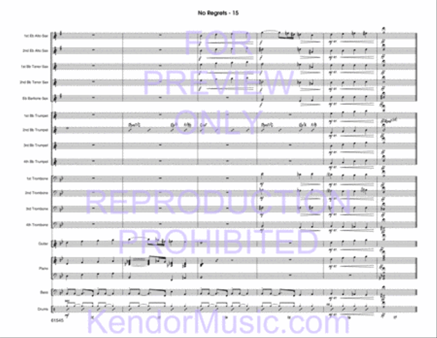 No Regrets (Full Score) Jazz Ensemble scores gallery preview page 16