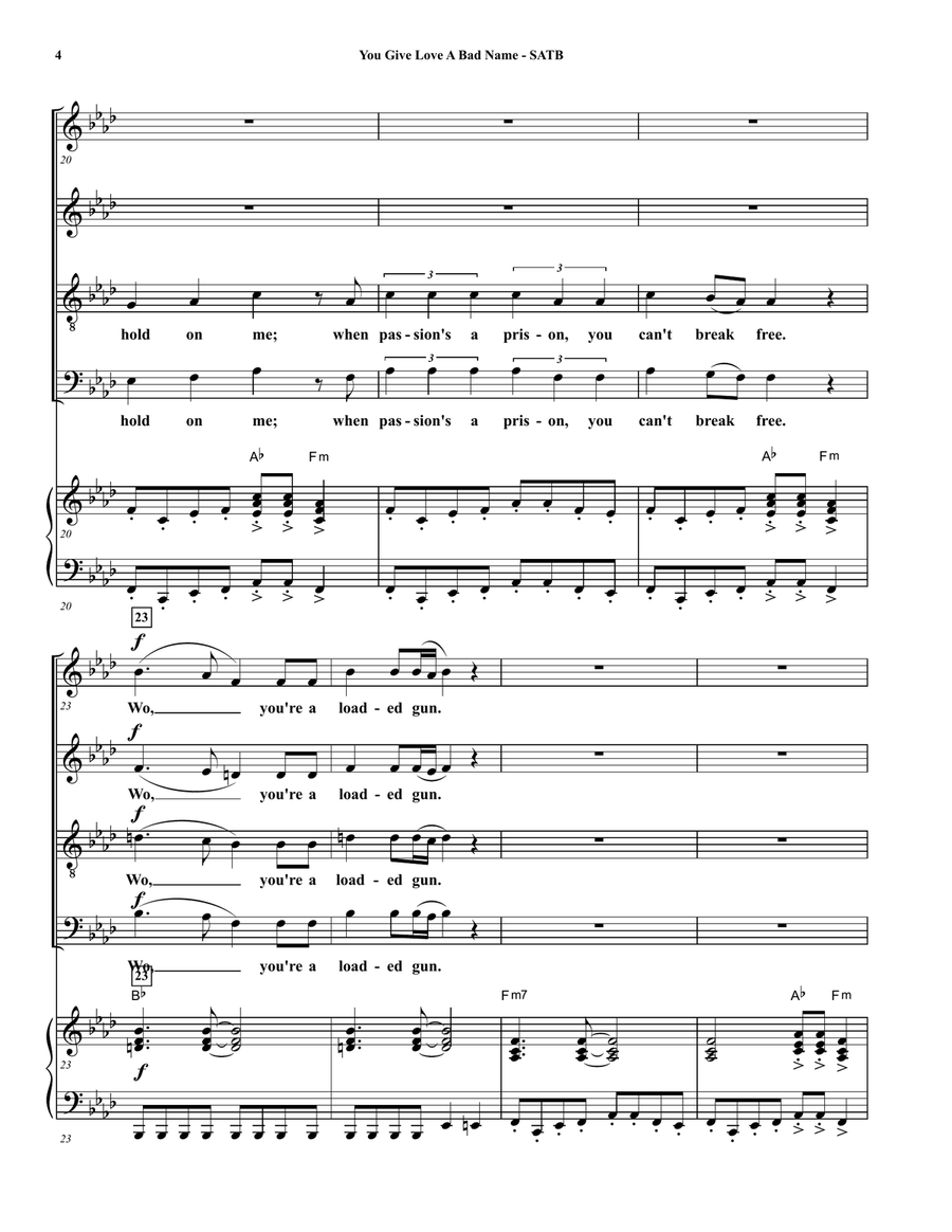 You Give Love A Bad Name 4-Part scores gallery preview page 4