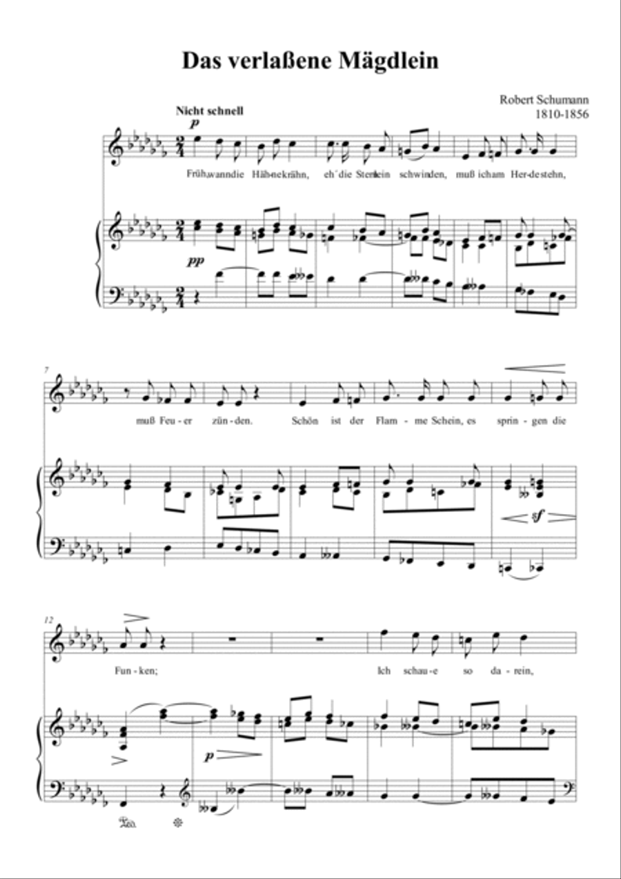 Schumann-Das verlaßene Mägdlein,Op.64 No.2 in a♭ minor Voice scores gallery preview page 2