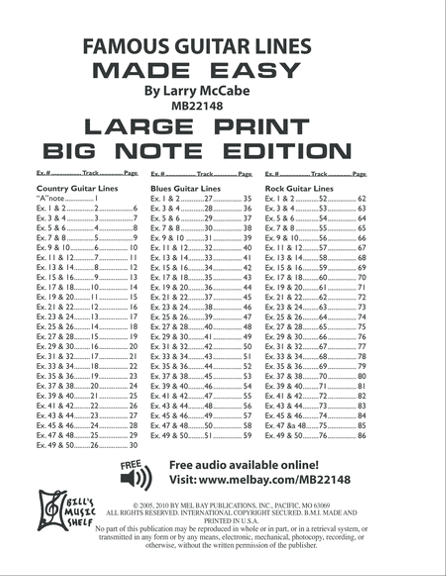 Famous Guitar Lines Made Easy - Large Print/Big Note Edition Electric Guitar scores gallery preview page 2