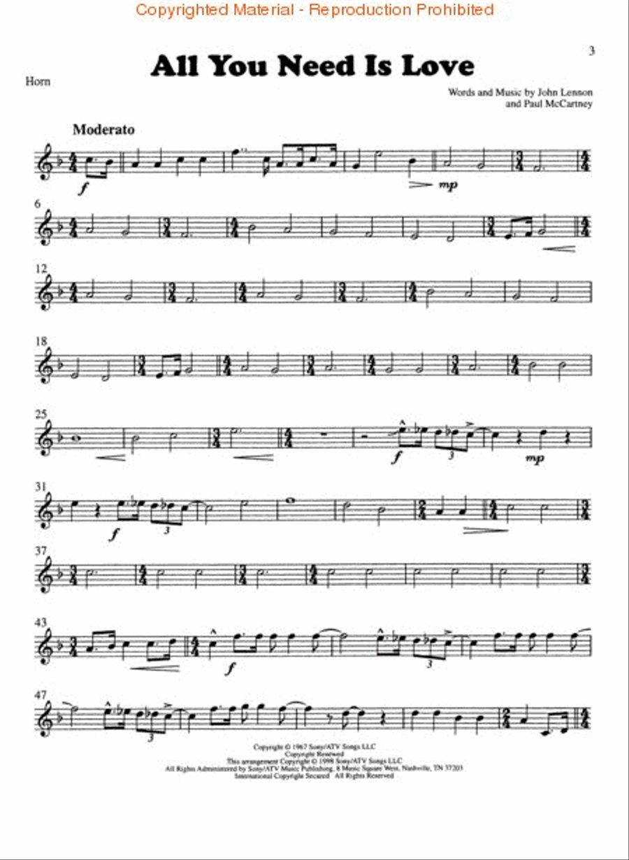 All You Need Is Love Brass Quintet scores gallery preview page 2