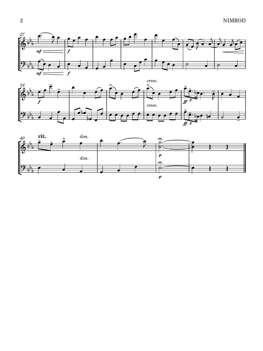 Nimrod from Enigma Variations Violin Cello Duet String Duet scores gallery preview page 3