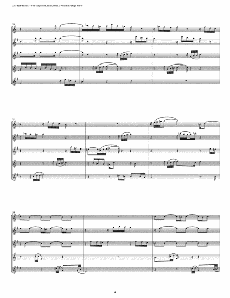 Prelude 17 from Well-Tempered Clavier, Book 2 (Saxophone Quintet) image number null