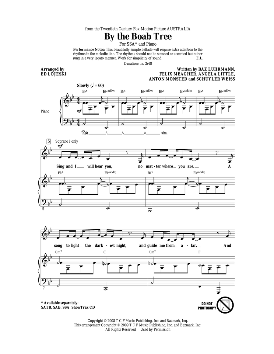 By The Boab Tree SSA scores gallery preview page 1