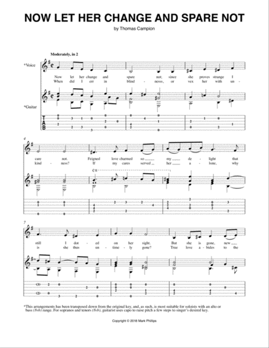Now Let Her Change and Spare Not Classical Guitar scores gallery preview page 1