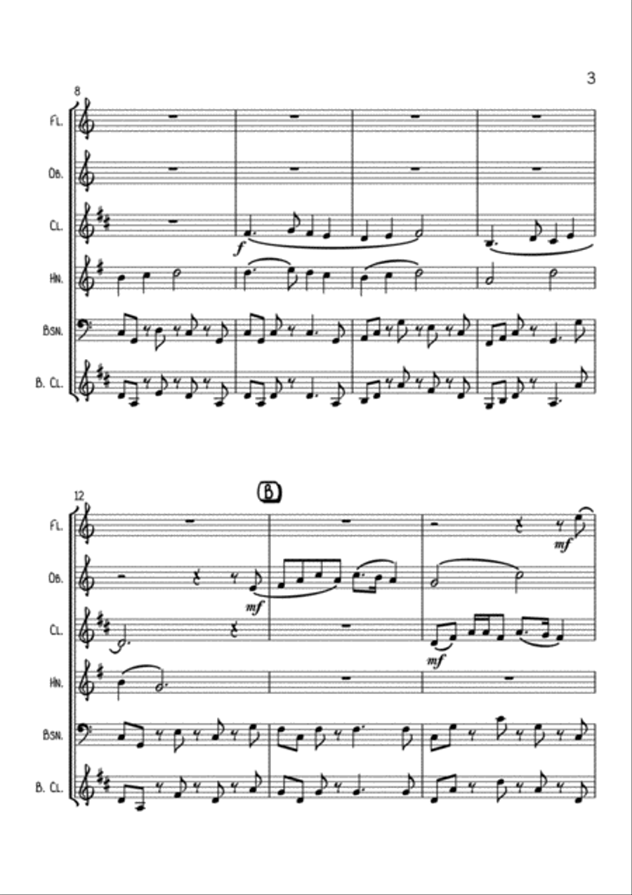 NURSERY RHYMES FOR WOODWIND QUINTET 2 Woodwind Quintet scores gallery preview page 3