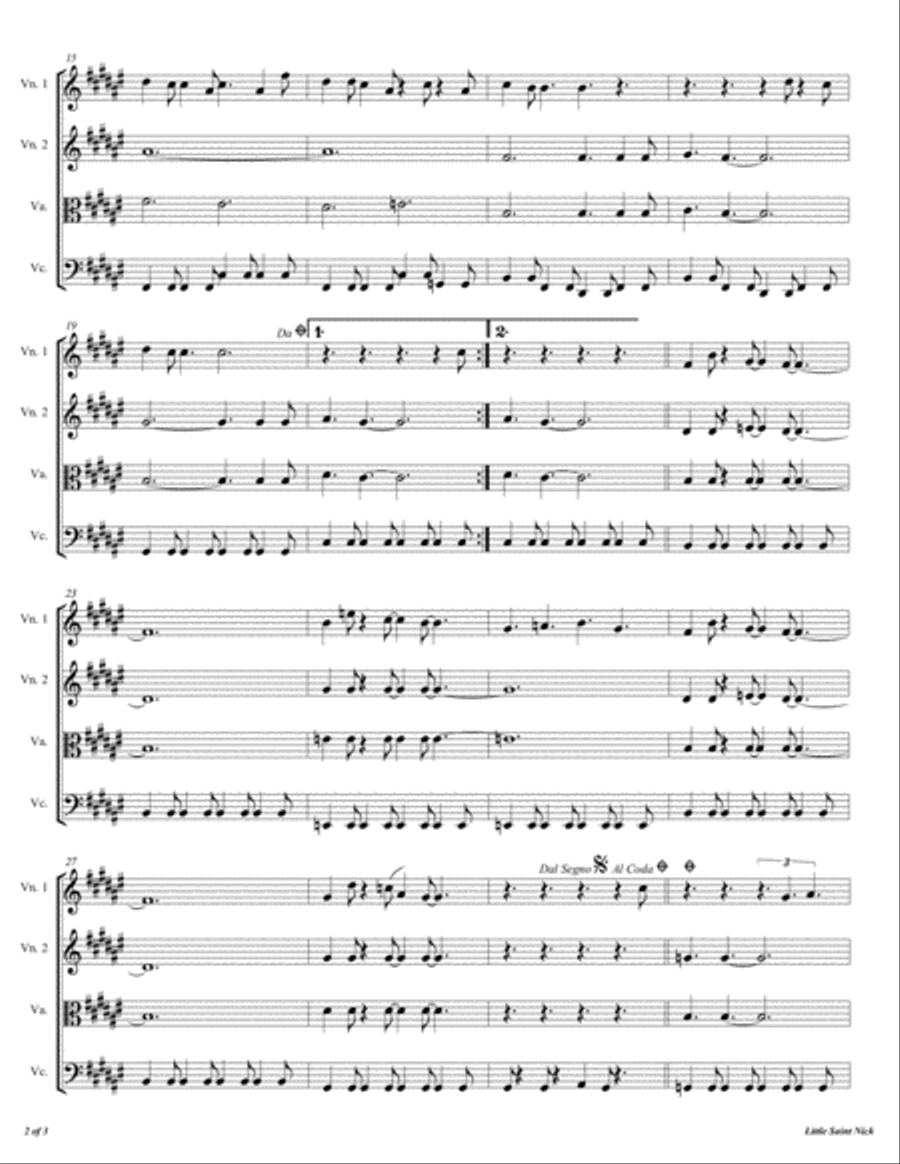 Little Saint Nick String Quartet scores gallery preview page 3