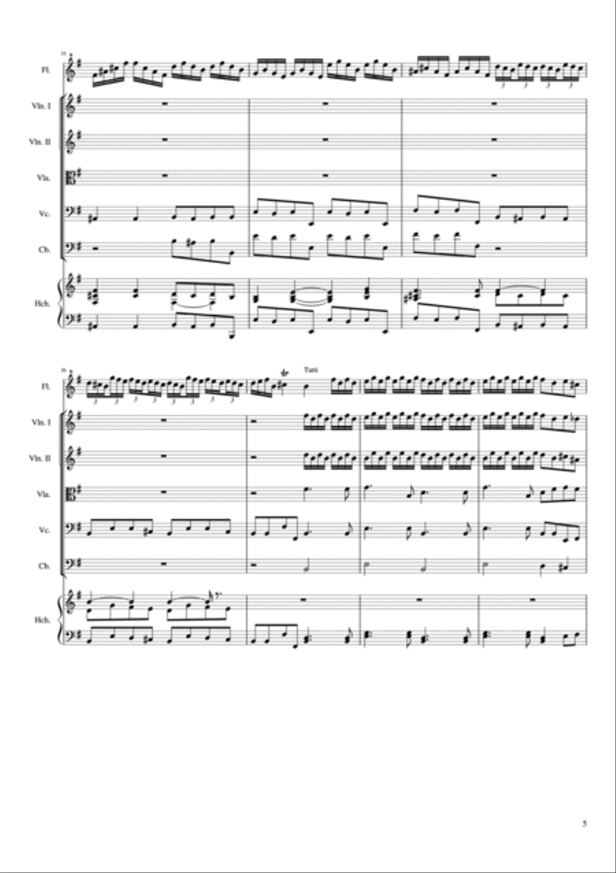 Concerto per Flautino 443- Allegro Molto (Arr. G Major) Small Ensemble scores gallery preview page 5