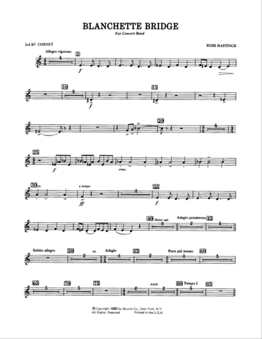 Blanchette Bridge - 3rd Bb Cornet Concert Band scores gallery preview page 1