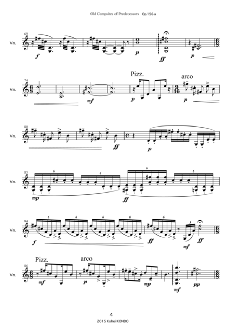 "Old Campsites of Predecessors" for violin solo Op.156-a image number null