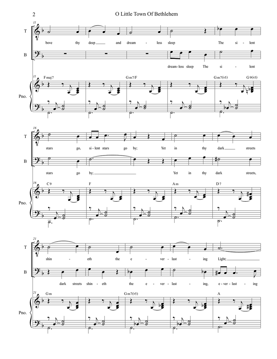O Little Town Of Bethlehem (for 2-part choir - (TB) TB scores gallery preview page 3