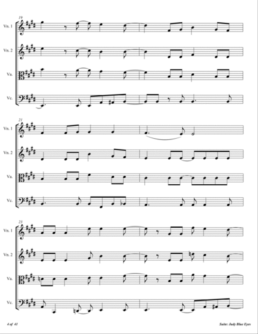 Suite: Judy Blue Eyes String Quartet scores gallery preview page 5