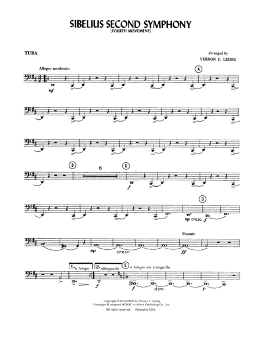 Sibelius's 2nd Symphony, 4th Movement: Tuba Full Orchestra scores gallery preview page 1