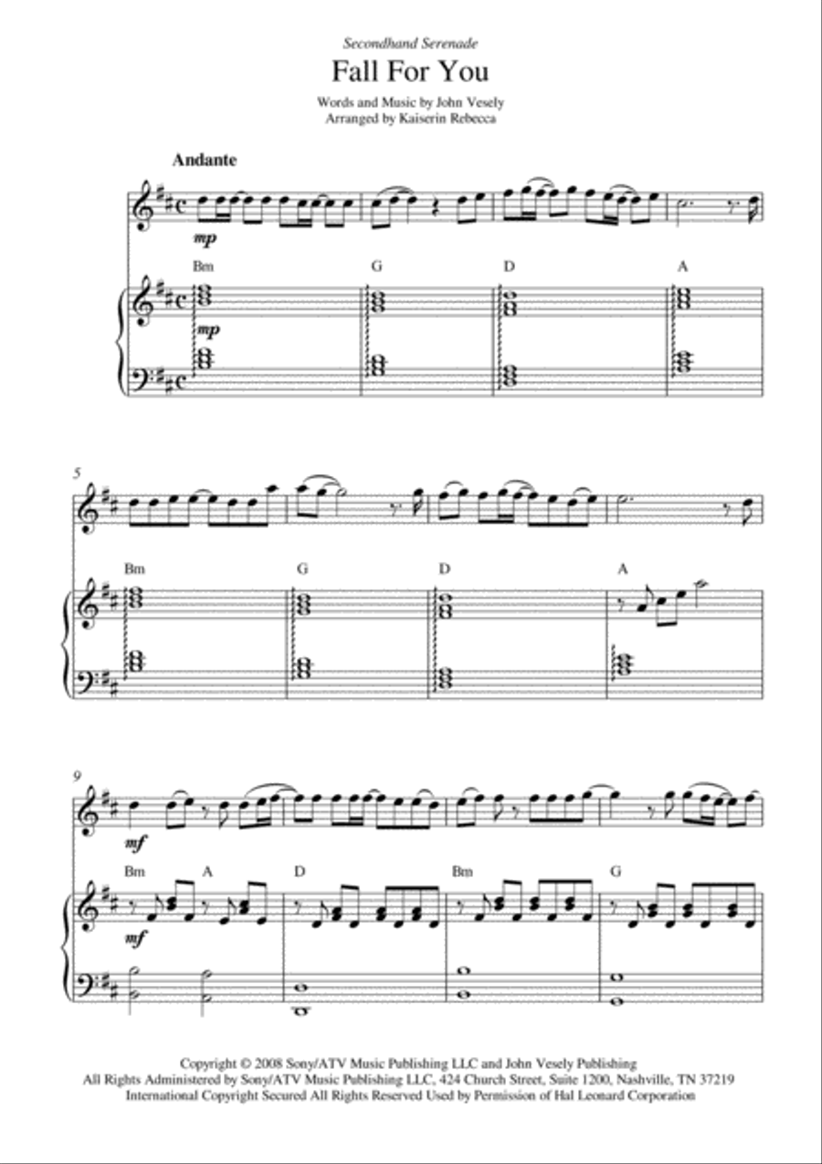 Fall For You Violin Solo scores gallery preview page 1
