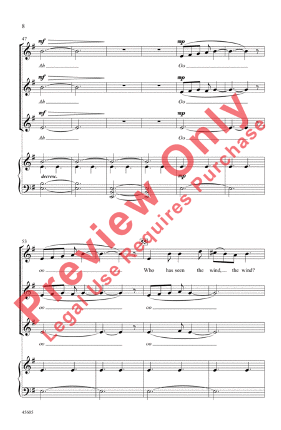 Who Has Seen the Wind? Women's Choir scores gallery preview page 8